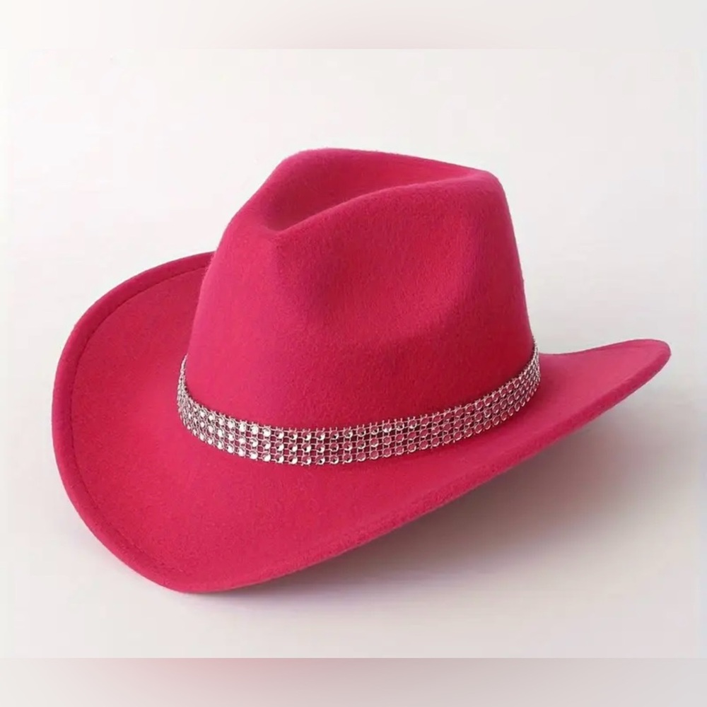 Stylish Pink Cowboy Hat with Rhinestone Accent